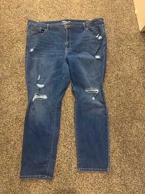 Old Navy Dark Blue Distressed Skinny Jeans